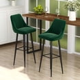 thumbnail image 7 of Mecor Velvet Fabric Bar stools Set of 2 with Backrest, 30’’ Upholstered Dining Counter Height Bar Chairs for Kitchen Living Room (Green), 7 of 7