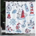 thumbnail image 4 of Ambesonne Cartoon Shower Curtain, Nautical, 69"Wx75"L, Blue Red, 4 of 5