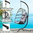 thumbnail image 5 of Outdoor Swinging Egg Chair, Patio Wicker Hanging Chairs with Stand, UV Resistant Hammock Chair with Comfortable Gray Cushion, Durable Indoor Swing Egg Chair for Garden, Backyard, 350lbs, L3958, 5 of 9