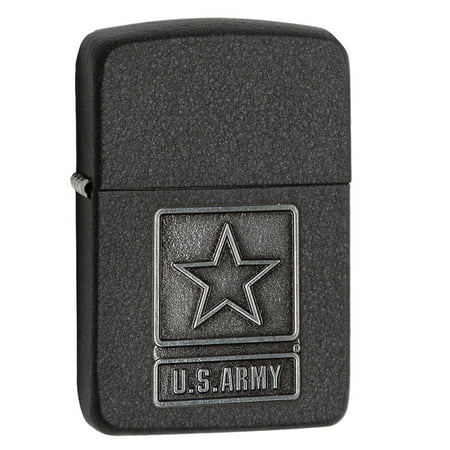 Zippo Pewter Emblem Black Crackle - Zippo Us Army Pewter Emblem 1941 Black Crackle Lighter