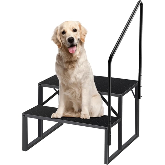 UniteAP RV Steps with Handrail, 2-Step Portable Outdoor Ladder for 5th Wheel RVs & Hot Tubs