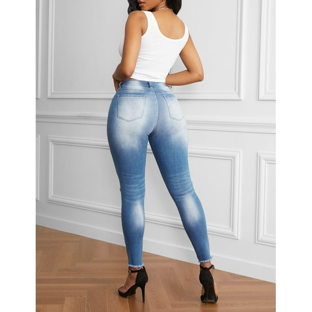 Ladies faded best sale jeans