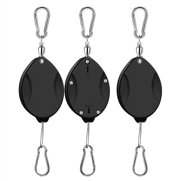 3-Piece Heavy-Duty Retractable Plant Hanger Plant Pulley for Hanging Plants Easy to Lift and Lower, Auto-Lock,3 * hooks,As Shown