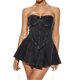 thumbnail image 2 of Vestido mini vaquero ajustado para mujer: prenda informal/de fiesta, color liso, lavable a máquina, tallas S-XXL, largo 60-66 cm., 2 of 4