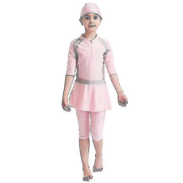 Traje de baño musulmán Yuxing para niñas y niños burkini modesto 11-12 años rosa