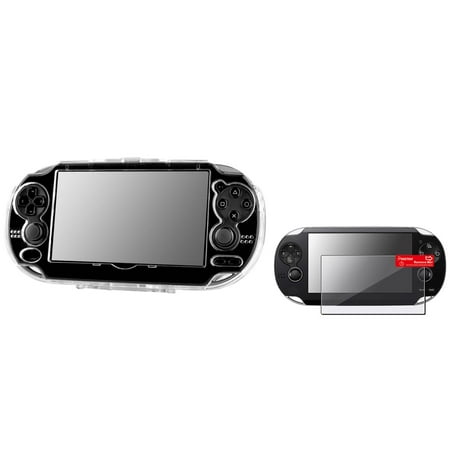 Insten Clear Crystal Hard Skin Case Cover+Reusable Screen Protector for Sony PS Vita