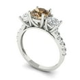 thumbnail image 2 of Three-Stone Engagement Ring for Women - 1.97ct Simulated Champagne Diamond in 14K White Gold Promise Ring, 2 of 6