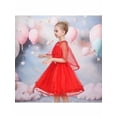 thumbnail image 5 of Sunny Fashion Flower Girls Dress Tulle Spaghetti Strap Pearl Belt Ruffle Hem Xmas Party Formal 3 Years, 5 of 8