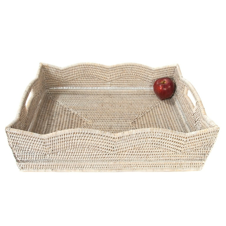 Rattan Scallop Deep Ottoman Tray Walmart