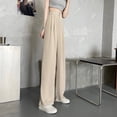 thumbnail image 3 of Pantalones de traje para mujer, estilo coreano, holgados, de cintura alta, con pierna ancha, adelgazantes, rectos, informales, de verano, 3 of 6