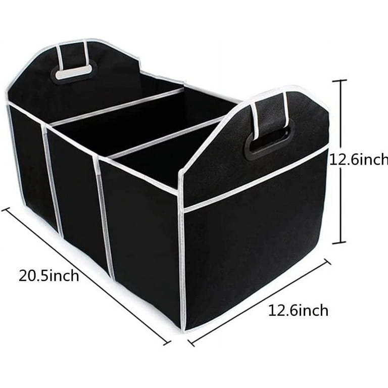 Extra Large Trunk Organizer Portable Holder for Car Automobile SUV Sedan Storage  Foldable,with 3 Compartments Reusable Black, 21.6 Inches Long 