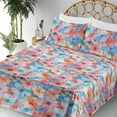 thumbnail image 3 of Ambesonne Botanical Fitted & Flat Sheet with Shams 4 Pcs Set, Spring Season Love Dots, Queen, Coral Sky Blue and Peach, 3 of 5