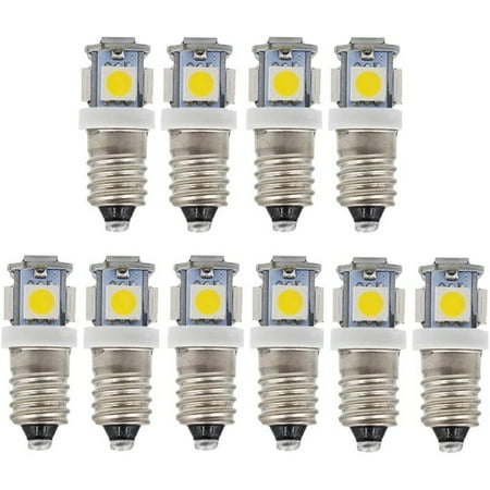

10pcs E10 12V Cool White LED Light Bulbs 5SMD 0.5W 50LM Les lamp（White hot）