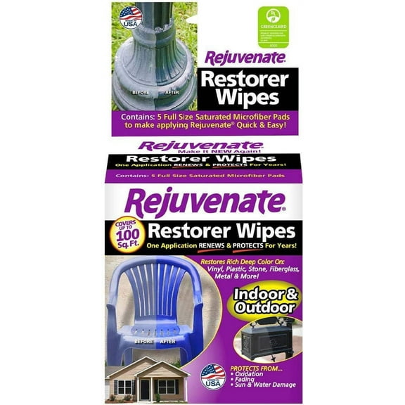 Rejuvenate Pre-Saturated Restorer Wipes Penetrating Formula Restores Shines and Protects Faded, Oxidized, Sun-Damaged Outdoor Surfaces