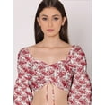 thumbnail image 5 of HERE&NOW Women's Printed Cotton Crop Top Long Balloon Sleeves Sweetheart Neck High Waist Summer Wear Western Style High Rise Top, 5 of 7