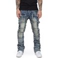 thumbnail image 1 of Gupgi Men's Slim Fit Ripped Jeans Distressed Patchwork Stacked Straight Leg Stretch Denim Pants with Pockets, 1 of 9