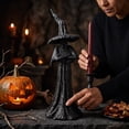 thumbnail image 5 of HHJZPR Halloween Black Faceless Witch Resin Statue, 11.8 Inches Tall Gothic Wizard Figurine, Halloween Tabletop Decor Ornament, 5 of 6