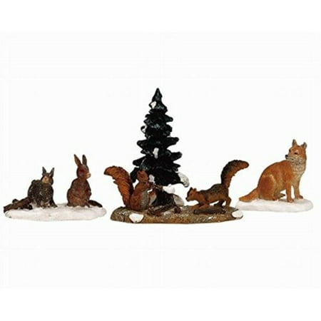 Figurine lemax woodland village animals piece christmas Lemax Christmas Village Woodland Animals 4 Piece Figurine Set #12516