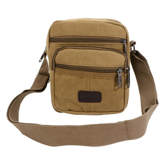 FOMIYES 1Set Casual Sling Bag for Men Canvas Crossbody Bag with Front Pouch Khaki