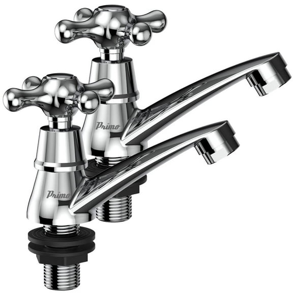 Juego de Llaves para Lavabo Primo Basi-k ABS Manerales de Cruz Plateado