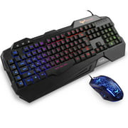 Havit Rainbow Backlit Wired USB2.0 Gaming Keyboard and Mouse Combo, Black