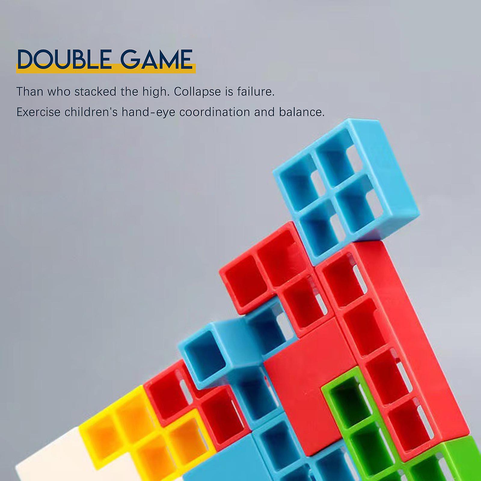 Jeu D'équilibre Et De Construction 64 Pièces - Blocs Colorés Type Tetris, Pour Enfants 3+ Et Adultes - Défis Solo Ou à Deux, Style Montessori