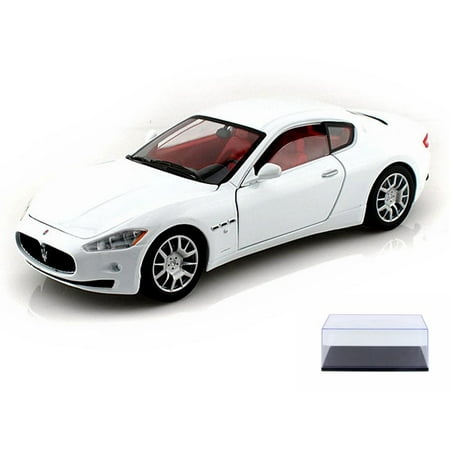 Diecast Car & Display Case Package - Maserati Gran Turismo, White - Motormax 73361 - 1/24 Scale Diecast Model Toy Car w/Display