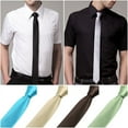 thumbnail image 3 of Corbata estrecha de color puro para hombre, estilo informal, con flechas estrechas (negra), 3 of 7