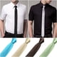 thumbnail image 3 of Corbata estrecha de color puro para hombre, estilo informal, con flechas estrechas (negra), 3 of 7