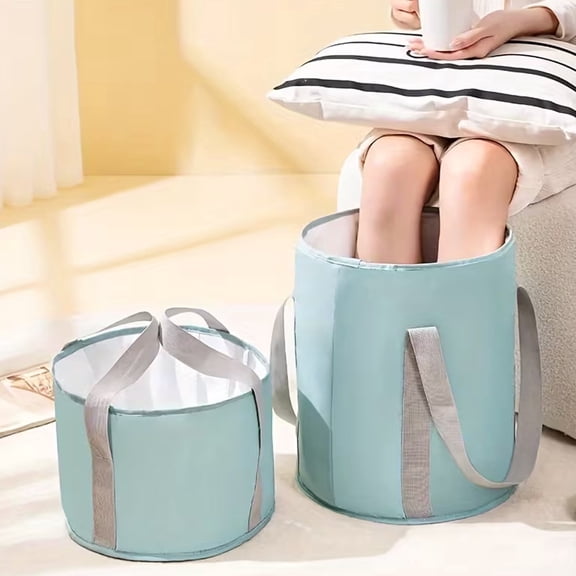 Collapsible Foot Soaking Tub,Portable Foldable Foot Basin,Insulated Bucket for Water Storage Outdoor Washing Camping Travel,Blue,25 L