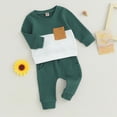 thumbnail image 4 of Baby Boys Outfits 2Pcs Fall Winter Clothes Waffle Color Blocked Long Sleeve Hoodie Tops with Drawstring Pants Toddler Outfits Set Baby Boy Clothes 9 12 18 24 Months 2T 3T, 4 of 6