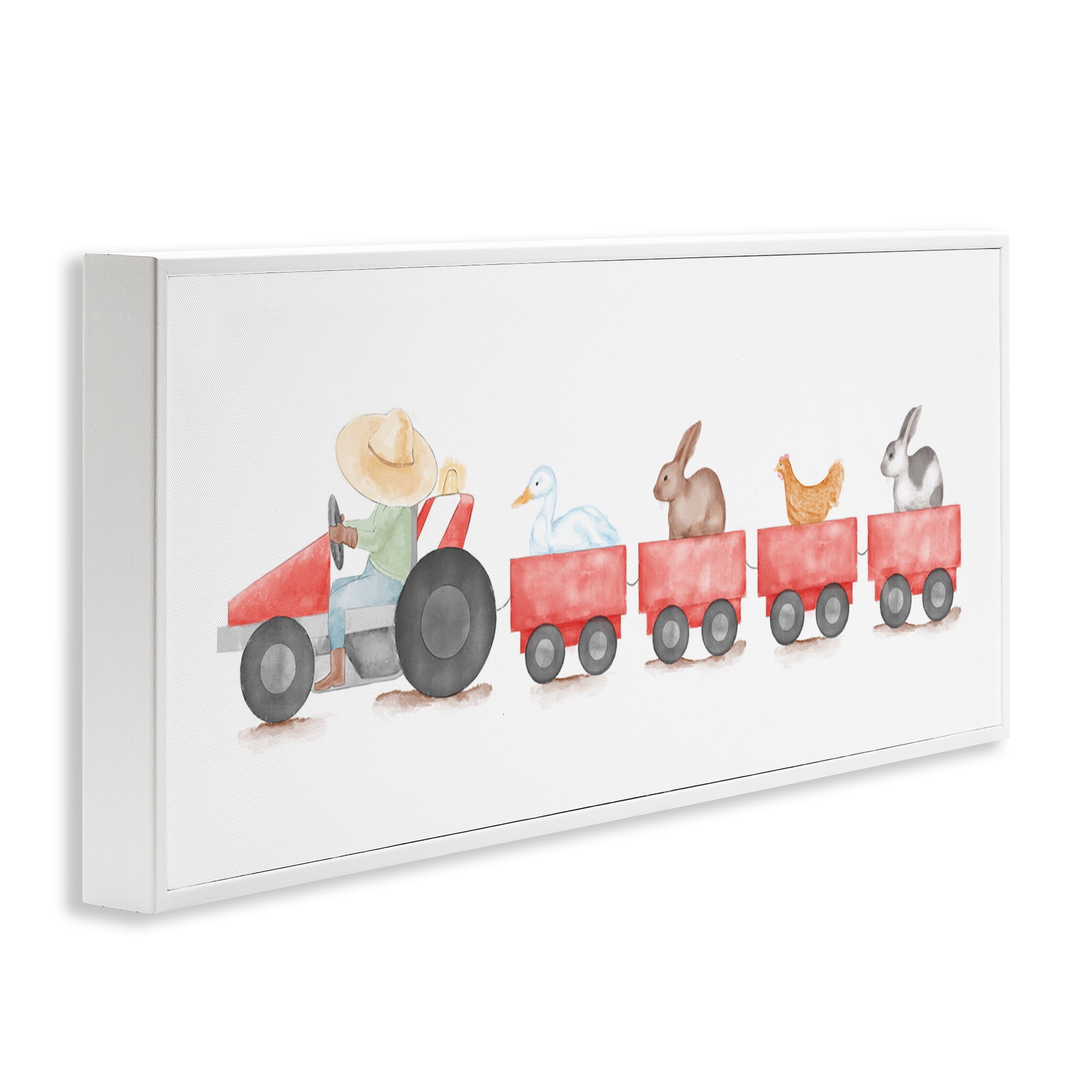 Stupell Industries Farm Animals Locomotive Animals & Insects Painting White Framed Art Print Wall Art, 30 x 13