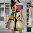 thumbnail image 2 of Abstract Geometric Art Women's Classic Swing Skater Dress Casual Work Party Cocktail Dresses, 2 of 6