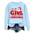 thumbnail image 1 of VBARHMQRT Chandail à Capuche pour Femmes Mode de Noël Père Noël Imprimé Lettre Manches Longues Col Rond, 1 of 5
