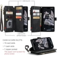 thumbnail image 4 of Case for iPhone 14 Pro Max, Flip Leather Wallet Case with 10 Card Slot Holder Zipper Pocket Kickstand Magnetic Closure Shockproof Flip Folio Cover for iPhone 14 Pro Max 5G 6.7 inch 2022 (Black), 4 of 9
