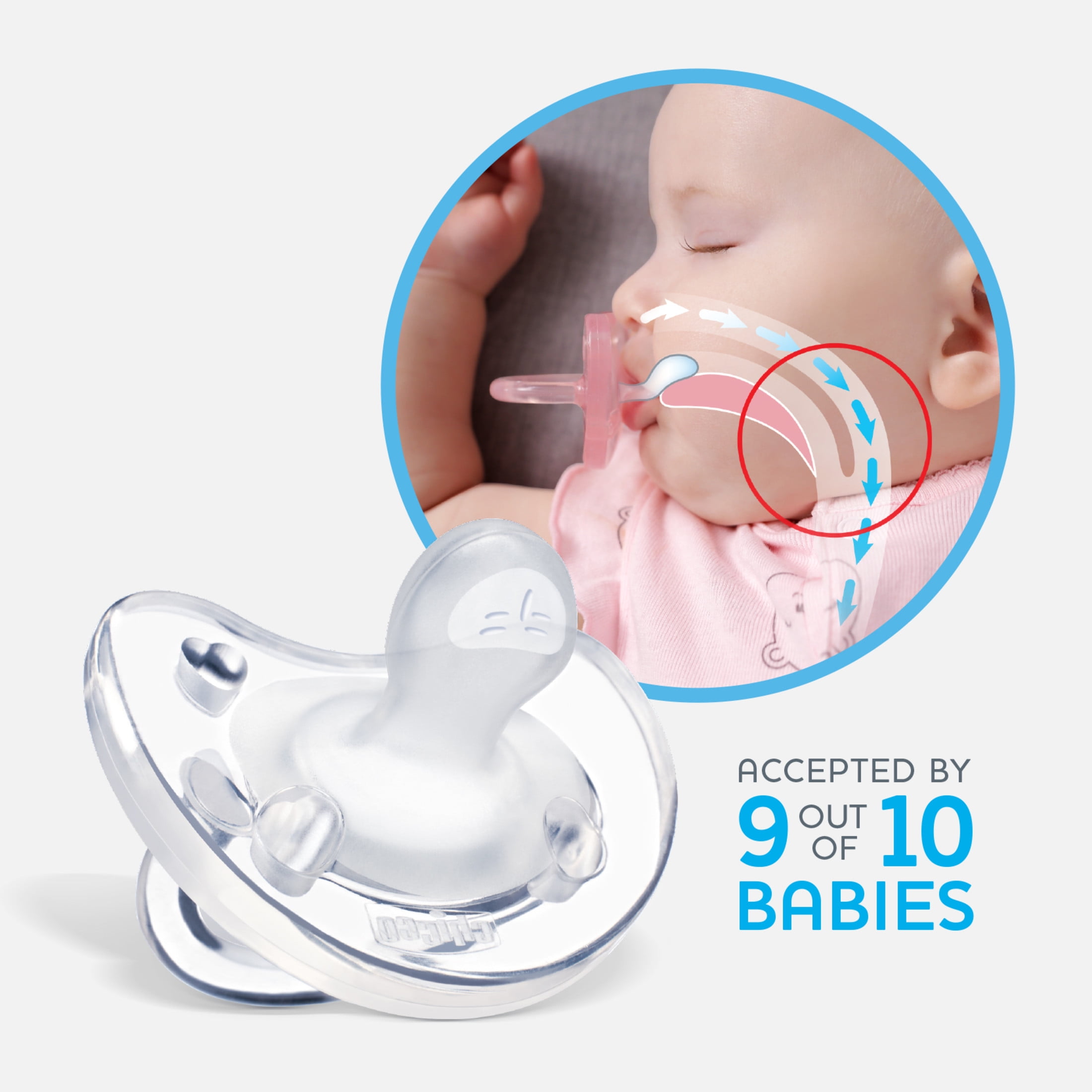 Chicco PhysioForma® One-Piece Silicone Pacifier, 16-24m, 2pk – Teal