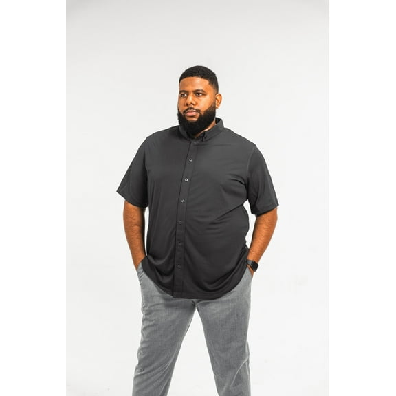 Regent Row Men's Big & Tall XL Black Commuter Short Sleeve Button Down Shirt