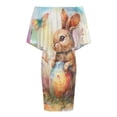 thumbnail image 4 of Cute Easter Bunny Butterfly Women's Off The Shoulder Ruffles Summer Wedding Guest Loose Casual Party Beach Dress, 4 of 9