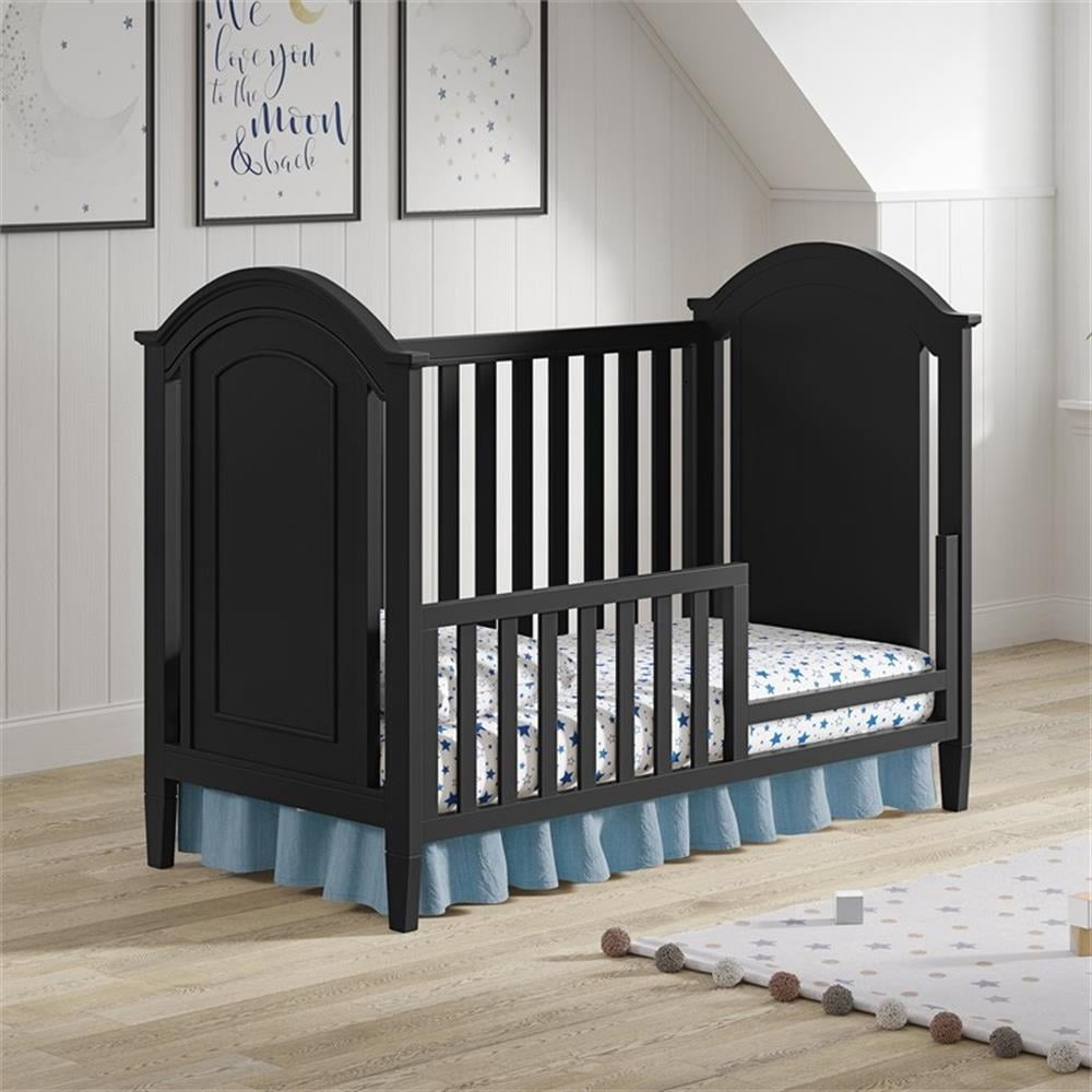 Pemberly Row Wood Transitional Fully Assembled Toddler Rail in Black