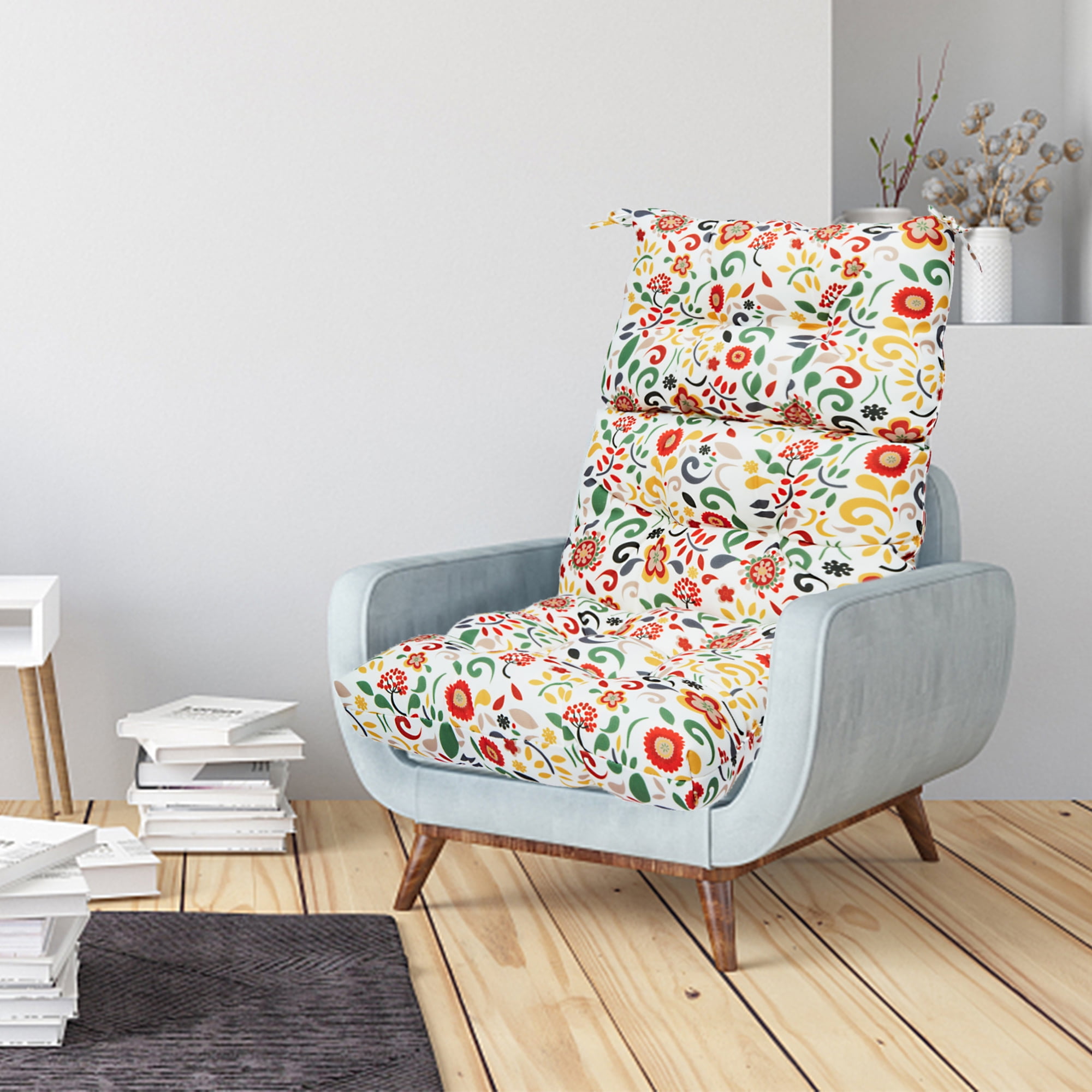 1/4 pcs Outdoor High Back Chair Cushion High Rebound Foam Solid Chair