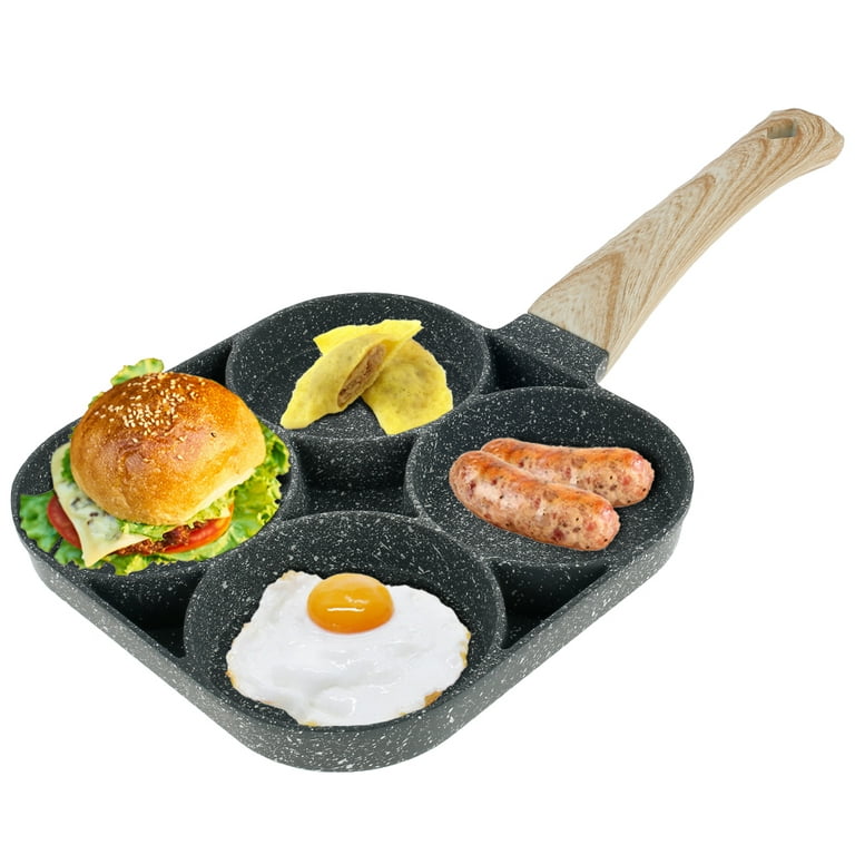 Nonstick Egg Pan Omelette Pan, 4-Cup Healthy Granite Egg Frying Pan, Perfect for Breakfast Sandwiches, Pancakes, Burgers - Suitable for GAS Stove 