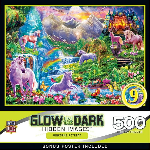 MasterPieces 500 Piece Glow in the Dark Puzzle - Unicorns Retreat - 15"x21"