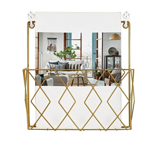 FRCOLOR Magazine Rack Bathroom Books 26.00X25.00X7.00CM Golden