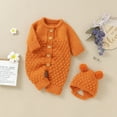 thumbnail image 2 of Newborn Baby Romper Shoes Gloves Set Knit Girl Boy Jumpsuit Boot Mitten Solid Toddler Infant Long Sleeve Clothing 4PC Fall 0-18M, 2 of 7