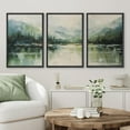 thumbnail image 2 of PixonSign Framed Canvas Print Wall Art Set Emerald Green Watercolor Mountain Range Forest Nature Wilderness Illustrations Modern Art Decorative Rustic Relax/Calm Colorful for Bedroom - 24"x36"x3 Black, 2 of 5
