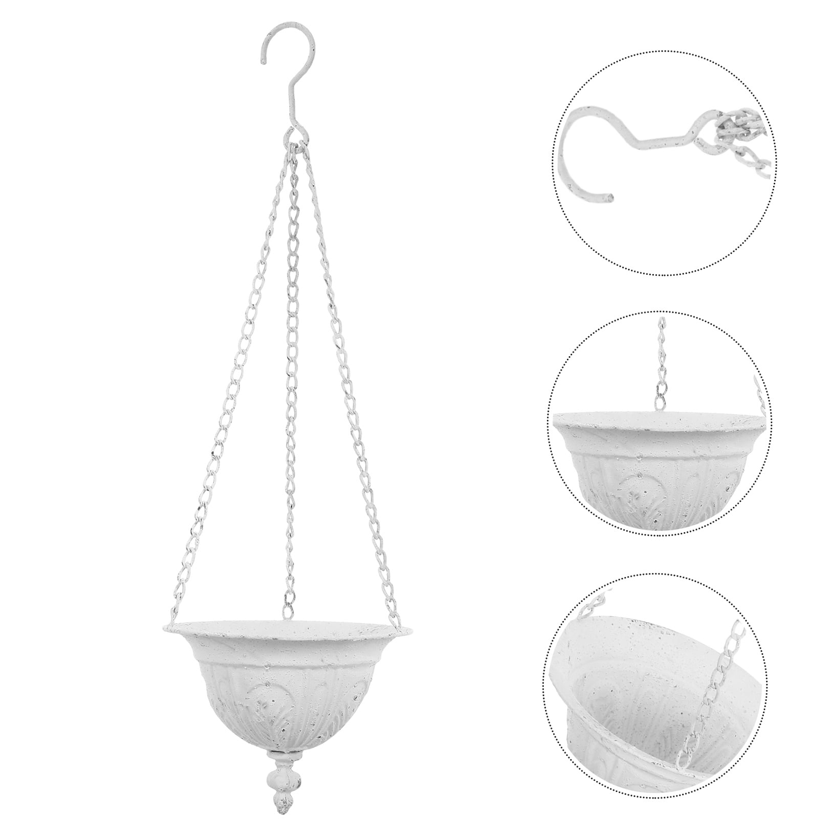 BESTYASH Rustic White Metal Hanging Planter Pot with Hook Farmhouse Wall Flowerpot Indoor