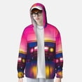 thumbnail image 2 of Balery Neon Cassette Tape Men's Women's UPF 50+ Sun Protection Lightweight Hoodie Performance Long Sleeve Shirt for Fishing Running-Small, 2 of 7