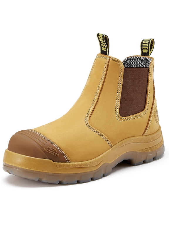ROCKROOSTER Gammon 6" Men's Work Boots Steel Toe, TPU Outsole Slip On Wide Width EE Safety boots AK222-10