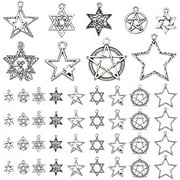 100pcs Star Charms 10 Style Star of David Pendants Alloy Hexagram Charms Tibetan Style Star Necklace Pendants