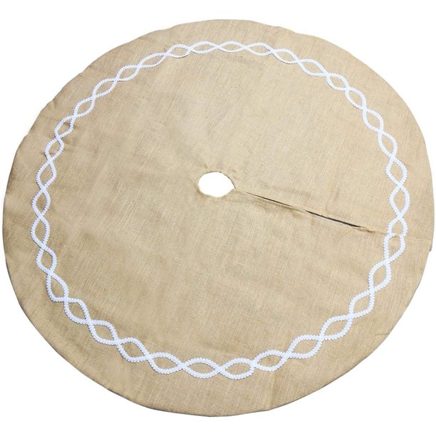 Falda de árbol de Navidad Manta de yute para árbol de Navidad con falda de encaje Manta de árbol de Navidad Aguja de pino Manta de alfombra para árbol de Navidad, 122 cm Zhivalor LKX-1903